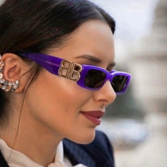 NEW BB0096S 004 BALENCIAGA PURPLE GREY SQUARE UNISEX BALENCIAGA SUNGLASSES - Picture 1 of 10